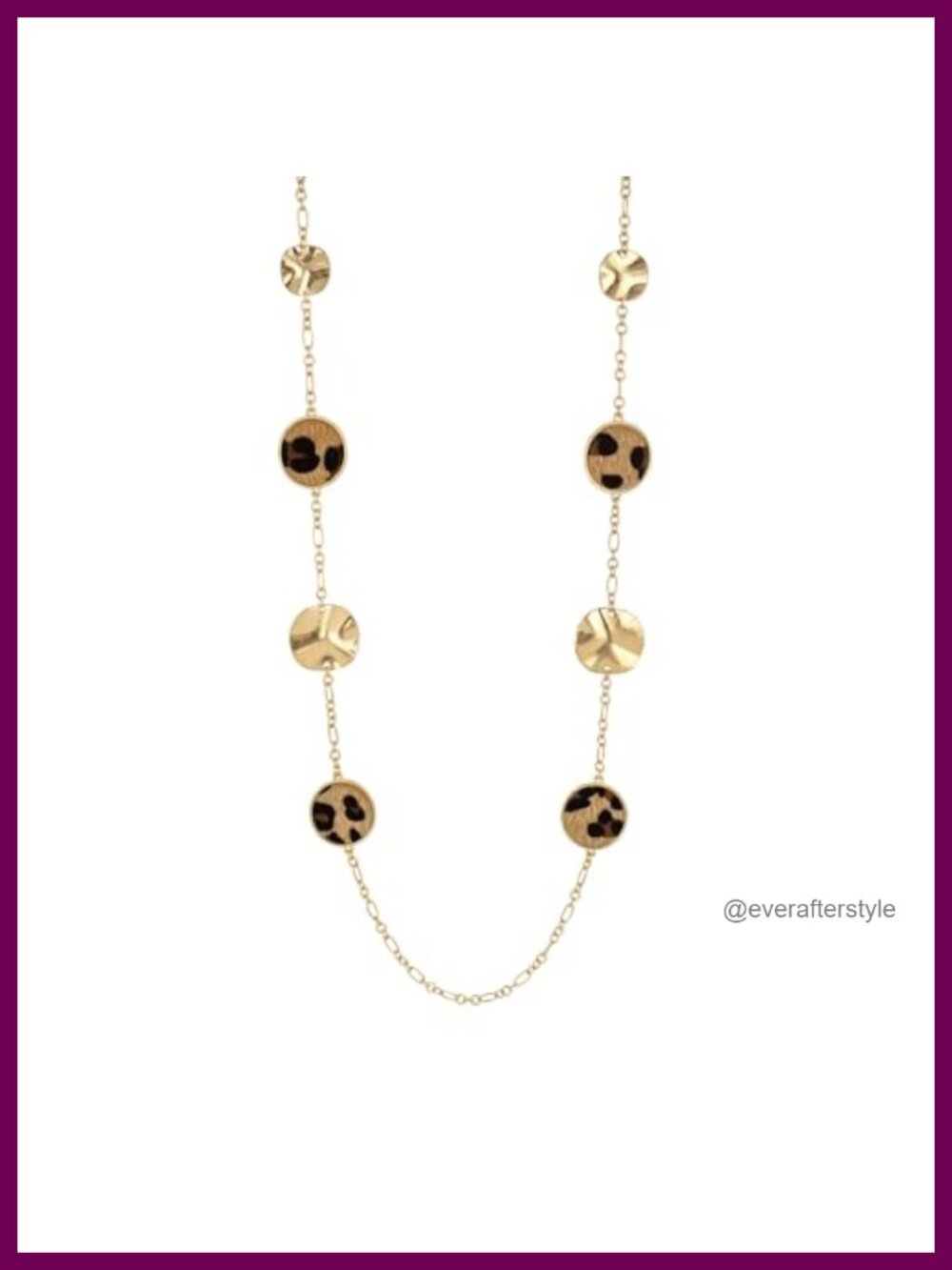 Vintage Gold-Tone Leopard Print Pendant Necklace, 36 Inch Statement Jewelry